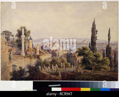 Vue de Constantinople et la corne d'or. Musée : l'État A. Musée des beaux-arts Pouchkine, Moscou. Auteur : Wolfensberger, Johann Jakob. Banque D'Images