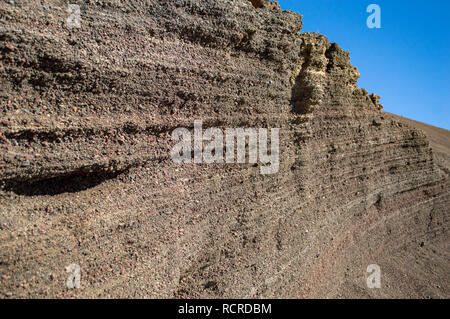 Les couches de roche sédimentaire sur Lanzarote, Îles Canaries Banque D'Images