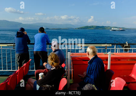 Les passagers à bord à Craignure ferry Ecosse highlands Oban Banque D'Images