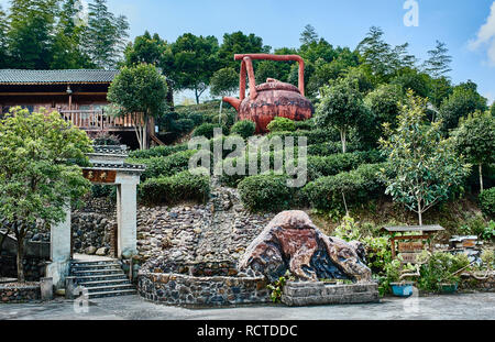 Guangxi, Chine - 29 septembre 2014 : une maison de thé traditionnelle entre Guilin et Yangshuo dans la province de Guangxi Chine Banque D'Images