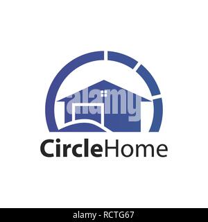 Logo cercle accueil concept design. Modèle de graphique vectoriel de l'élément symbole Illustration de Vecteur