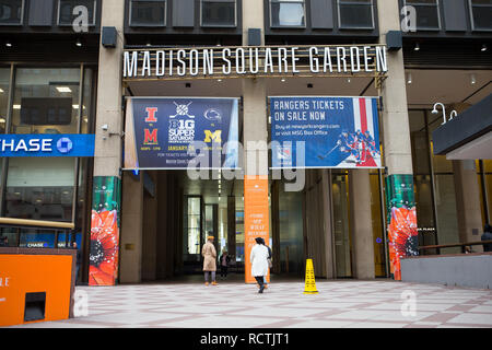 Vue générale GV d'entrée Madison Square Garden à New York, NY, USA. Banque D'Images