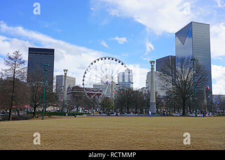 ATLANTA, GA- Vue sur le parc du Centenaire olympique, construit pour les Jeux Olympiques d'été de 1996, situé au centre-ville d'Atlanta, Géorgie. Banque D'Images