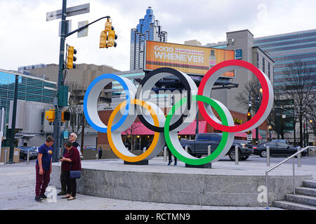 ATLANTA, GA- Vue sur le parc du Centenaire olympique, construit pour les Jeux Olympiques d'été de 1996, situé au centre-ville d'Atlanta, Géorgie. Banque D'Images