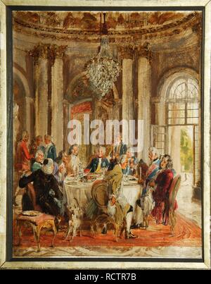 La Table ronde de Frédéric II à Sanssouci (sketch). Musée Staatliche Museen, Berlin :. Auteur : Menzel, Adolph Friedrich, von. Banque D'Images