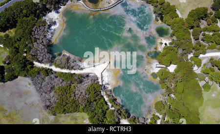 Vue d'oiseau de la station thermale de Rotorua Nouvelle Zélande Banque D'Images