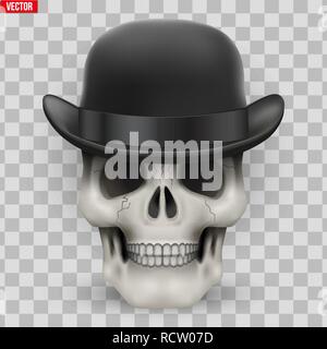 Crâne humain avec bowler hat Illustration de Vecteur