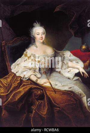 Portrait de l'Impératrice Elisabeth Petrovna (1709-1762). Musée : Etat de l'Ermitage, Saint-Pétersbourg. Auteur : Grooth, Georg-Christoph. Banque D'Images