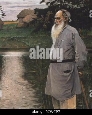 Portrait de l'auteur Comte Lev Nikolaïevitch Tolstoï (1828-1910). Musée : Musée d'état de Léon Tolstoï, Moscou. Auteur : Mikhail Vassilevitch Nesterov,. Banque D'Images