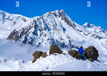 Vue sur le glacier d'Aletsch, Eggishornn,, Suisse Banque D'Images