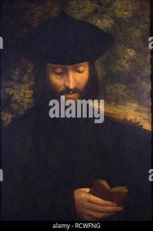 Portrait d'un homme de lecture. Musée : Pinacoteca del Castello Sforzesco, Milan. Auteur : CORREGGIO, ANTONIO DA. Banque D'Images