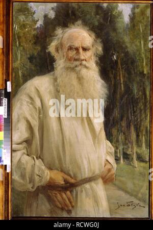 Portrait de l'auteur Comte Lev Nikolaïevitch Tolstoï (1828-1910). Musée : Musée de l'État Iasnaïa Poliana Estate, près de Tula. Auteur : Styka, janv. Banque D'Images