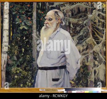 Portrait de l'auteur Comte Lev Nikolaïevitch Tolstoï (1828-1910). Musée : Musée d'art régional, l'viv. Auteur : Mikhail Vassilevitch Nesterov,. Banque D'Images