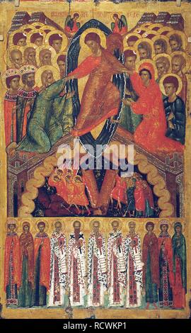 La descente en Enfer, avec certains saints. Musée : Musée Russe, Saint-Pétersbourg. Auteur : icône russe. Banque D'Images