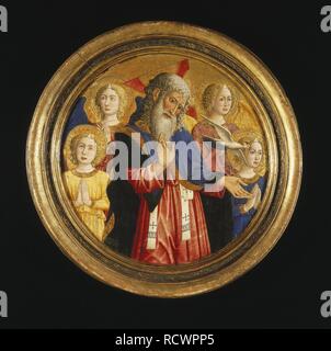 Dieu le Père avec quatre anges et la colombe de l'Esprit Saint. Musée : Musée de Brooklyn, New York. Auteur : Rimini, Giovanni Francesco da. Banque D'Images