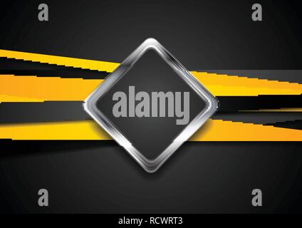 Noir et l'orange abstract tech background avec carré en métal. Conception vectorielle Illustration de Vecteur