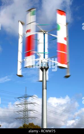 L'éolienne verticale, soi-disant contre-collés, de l'installation d'essai fournisseur local, Emscher-Lippe-Energie, l'alimentation Banque D'Images