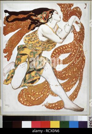 Bacchante. La conception de costumes pour le ballet Narcisse par N. Tcherepnin. Musée : collection privée. Auteur : LEON Bakst,. Banque D'Images