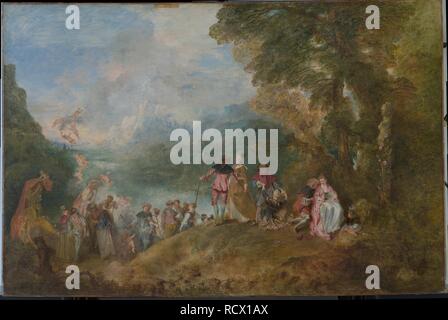 Pèlerinage à Cythère (Embarquement pour Cythère). Musée : Musée du Louvre, Paris. Auteur : Watteau, Jean Antoine. Banque D'Images