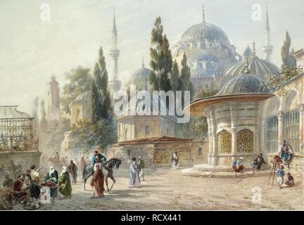 La mosquée Sehzade à Constantinople. Musée : collection privée. Auteur : Flandin, Eugène-Napoleon. Banque D'Images