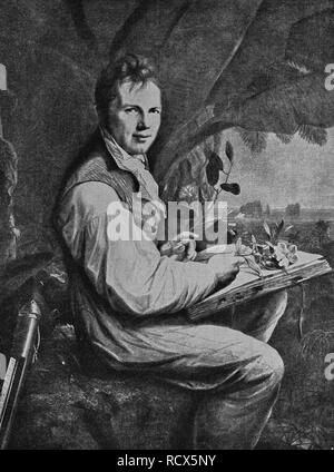 Friedrich Wilhelm Heinrich Alexander von Humboldt, 1769-1859, naturaliste allemand, gravure sur bois, 1888, gravure historique Banque D'Images