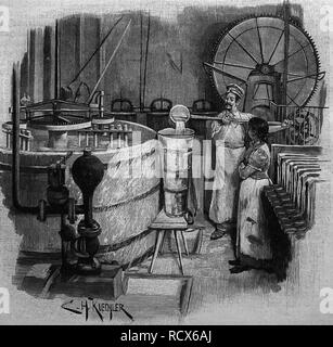 À l'usine de pâte, fabrication de porcelaine, la gravure sur bois, vers 1880 Banque D'Images