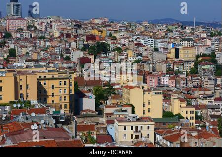 Vue depuis la tour de Galata sur la ville, Istanbul, Turquie Banque D'Images