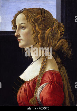 Portrait de profil d'une jeune femme (Simonetta Vespucci). Musée Staatliche Museen, Berlin :. Auteur : BOTTICELLI, SANDRO. Banque D'Images