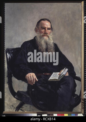 Portrait de l'auteur Comte Lev Nikolaïevitch Tolstoï (1828-1910). Musée : la Galerie nationale Tretiakov (Moscou). Auteur : REPIN, ILYA EFIMOVITCH. Banque D'Images