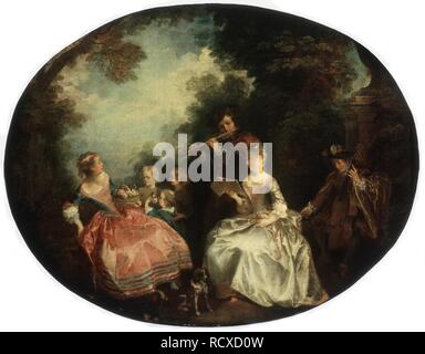 Les concerts dans un parc. Musée : l'État A. Musée des beaux-arts Pouchkine, Moscou. Auteur : LANCRET, Nicolas. Banque D'Images