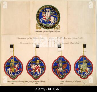 Templiers Sceaux de 1180, 1203, 1224, 1234. Musée : collection privée. Auteur : Essex, Richard Hamilton. Banque D'Images