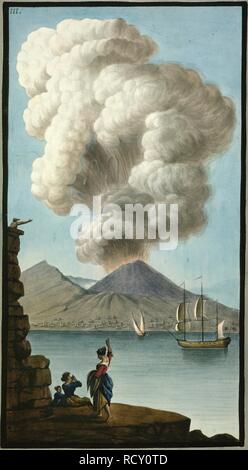 Mt. Vésuve' matin éruption. Supplément à l'PhlegrÃ¦i campi, étant un compte. Naples, 1776. Vue du Mt. Le Vésuve qu'il éclate un lundi matin- le 9 août 1779. Tiré d'un dessin original de M. Fabris. Image prise de supplément à l'PhlegrÃ¦i campi, étant un compte de la grande éruption du Vésuve, en août 1779 à laquelle sont joints en annexe 5 plates illuminée par l'éditeur P. Fabris, etc. SupplÃ©ment au PhlegrÃ¦i campi, etc. ing. et Fr. Publié à l'origine/produit à Naples, 1776. . Source : 33.h.7 plaque, III. Auteur : FABRIS, PETER. Hamilton, Sir William. Banque D'Images