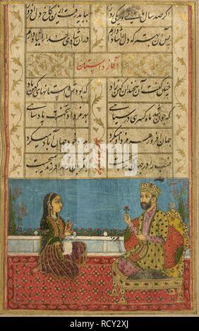 Hurmuzd ont intronisé. Une version abrégée de Khusro u Shirin par Nizami. Soixante-trois miniatures. 1726. Aquarelle opaque. Style Mughal. Source : Ou.2933 f.5c. Auteur : ANON. Banque D'Images