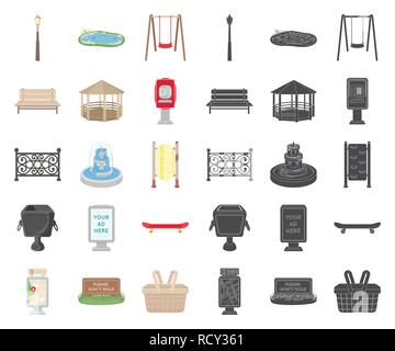 Bannière,art,bars,panier,conseil,banc,peut,caricature,Black,collection,confort,design,n,équipement,animation,clôture,fontaine,déchets,gazebo,icône,gymnastique,illustration,informations,logo,lampe,isolé,nature,sans,parc,parc,parus payphone,merci,pique-nique plaisir,étang,reste,seat,set,signer,skateboard,swing,vecteur symbole,marche,mur,web,vecteurs vecteur , Illustration de Vecteur