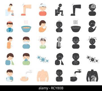 Douleurs abdominales,art,caricature,Black,collection,toux,design,diarrhée,malades,maladie,dizzziness,classique,mains,fracture,head,maux de tête,hôpital,santé,chaud,maladie,icône,illustration,dommage,infection,isolé,logo,Genou,homme,mask,nez,la douleur,patient,fessier,TOURNANT,set,malade,signer,etat,soupe,traitement,symbole vecteur,vomissements,virus,web,laver les vecteurs vecteur , Illustration de Vecteur