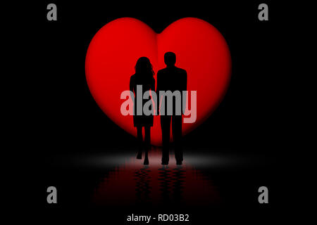 3D illustration. couple aimant avec red. Banque D'Images