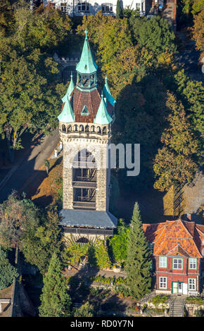 Luftbild, Lindenbeinsche Sternenkiekerturm, villa, jardin, Schloss hotel - Zum Markgrafen, Wallstraße, Quedlinburg-Altstadt-, Quedlinburg, Harz, Banque D'Images