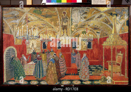 Dans le Kremlin. Conception du décor pour l'opéra Boris Godounov de M. Moussorgski. Musée : M. Kroshitsky Art Museum, Sébastopol. Auteur : Alexandre Iakovlevitch Golovine,. Banque D'Images