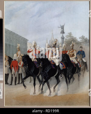 L'Empereur Nicolas Ier et Grand-duc Alexandre à Saint-Pétersbourg. Musée : Musée de l'État Peterhof, Saint-Pétersbourg. Auteur : Piratsky, Karl Karlovich. Banque D'Images