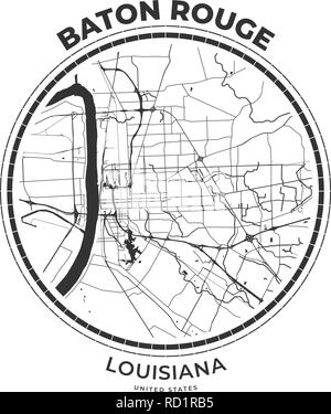 T-shirt badge carte de Baton Rouge, Louisiane. Tee shirt print typographie label emblème badge. Vector illustration Illustration de Vecteur