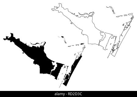 La ville de Corpus Christi (United States villes, United States of America, USA) site vector illustration, scribble sketch Ville de Corpus Christi site Illustration de Vecteur