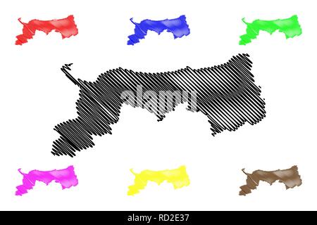 La préfecture de Tottori (divisions administratives du Japon, préfectures du Japon) map vector illustration, scribble sketch carte Tottori Illustration de Vecteur