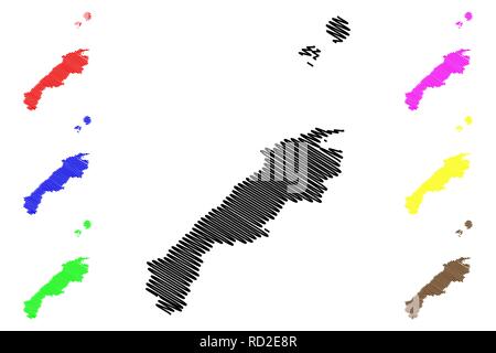La Préfecture de Shimane (divisions administratives du Japon, préfectures du Japon) map vector illustration, scribble sketch carte de Shimane Illustration de Vecteur