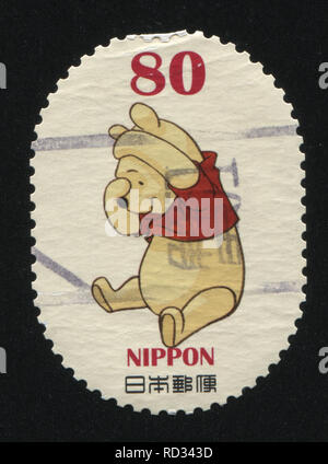 Russie KALININGRAD, 22 avril 2016 : timbres par le Japon montre Winnie-the-Pooh, vers 2012 Banque D'Images