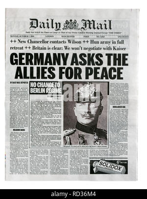 La reproduction de la première page du Daily Mail de avec le titre Banque D'Images