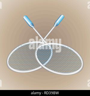 Close-up de deux raquettes de badminton ou réaliste pour grand tennis. Illustration vectorielle, EPS10. Illustration de Vecteur