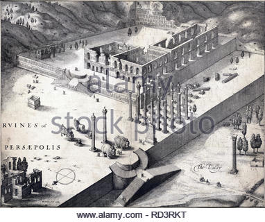 Persepolis, était la capitale de cérémonie de l'Empire achéménide (ca. 550-330 avant notre ère). Il est situé à 60 km au nord-est de la ville de Shiraz dans la province du Fars, en Iran. Gravure d'aquafortiste de Bohême Venceslas Hollar à partir de 1663 Banque D'Images