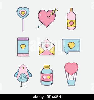 Valentines Day set décoration à celebration Illustration de Vecteur