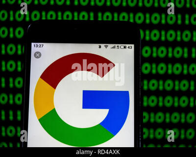 16 janvier 2019 - Kiev, Ukraine - La technologie de Google logo de l'entreprise vu affichée sur un téléphone intelligent. (Crédit Image : © Igor Golovniov/SOPA des images à l'aide de Zuma sur le fil) Banque D'Images