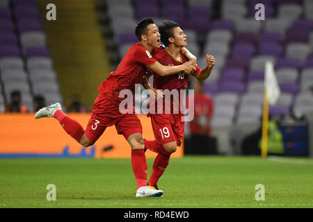 Al Ain, Émirats arabes unis. Credit : MATSUO. 16 janvier, 2019. (L-R) Que Ngoc Hai, Nguyen Quang Hai (VIE) Football/soccer : AFC Asian Cup 2019 ÉMIRATS ARABES UNIS, Groupe d match entre le Vietnam - le Yémen à Hazza Bin Zayed Stadium à Al Ain, Émirats arabes unis. Credit : MATSUO .K/AFLO SPORT/Alamy Live News Banque D'Images